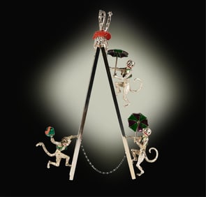 Gene Moore for Tiffany and Co.: A Sterling and Enamel Circus Monkey Group