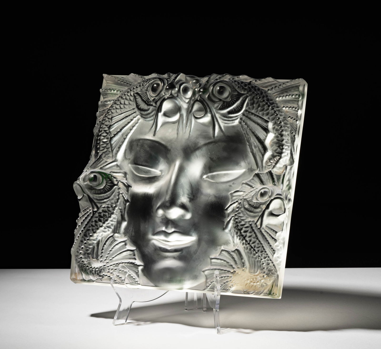 A Lalique Glass Masque de Femme Plaque (1 of 15)