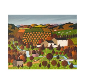 Charles Wysocki (1928-2002): Connecticut Pumpkin Farm