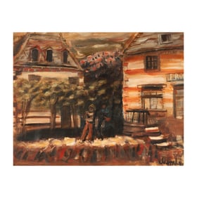 Sigmund Joseph Menkes (1896-1986): Street Scene with Figures and Donkey