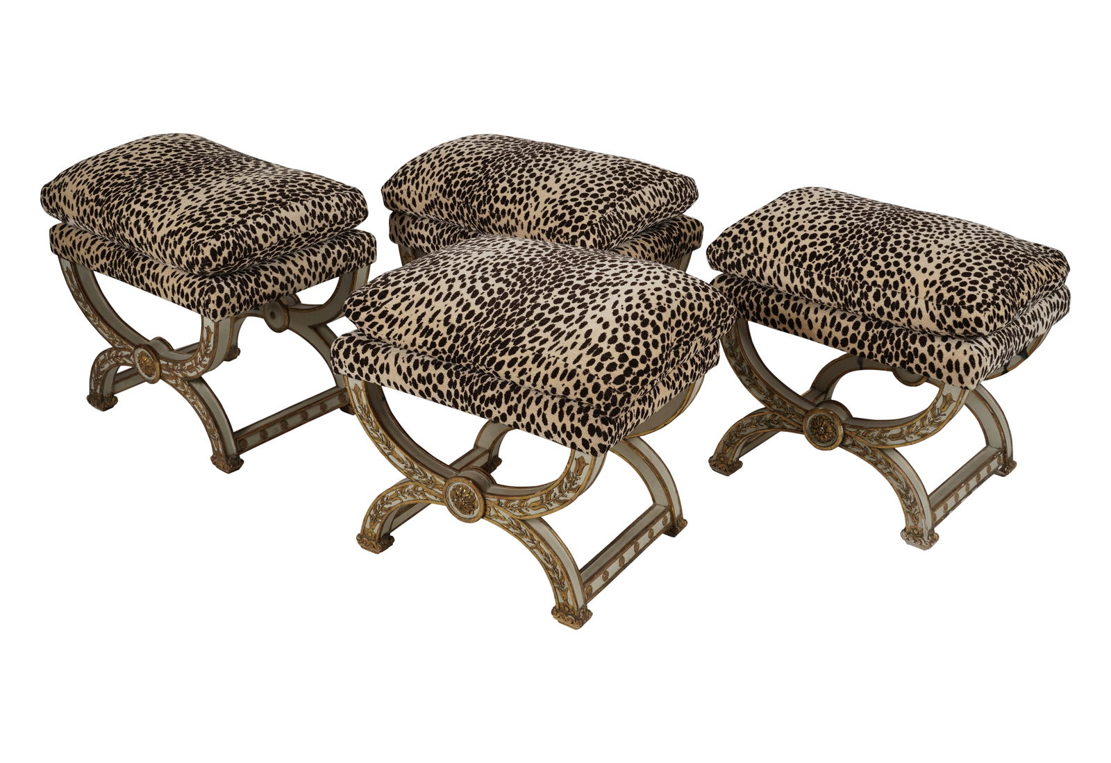 A Set of Four Curule-Form Stools Signed Jansen (1 of 9)