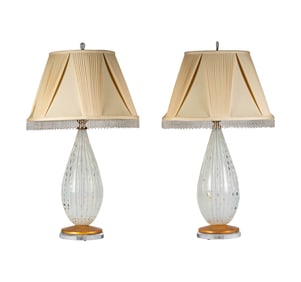 A Pair of Murano Glass Table Lamps