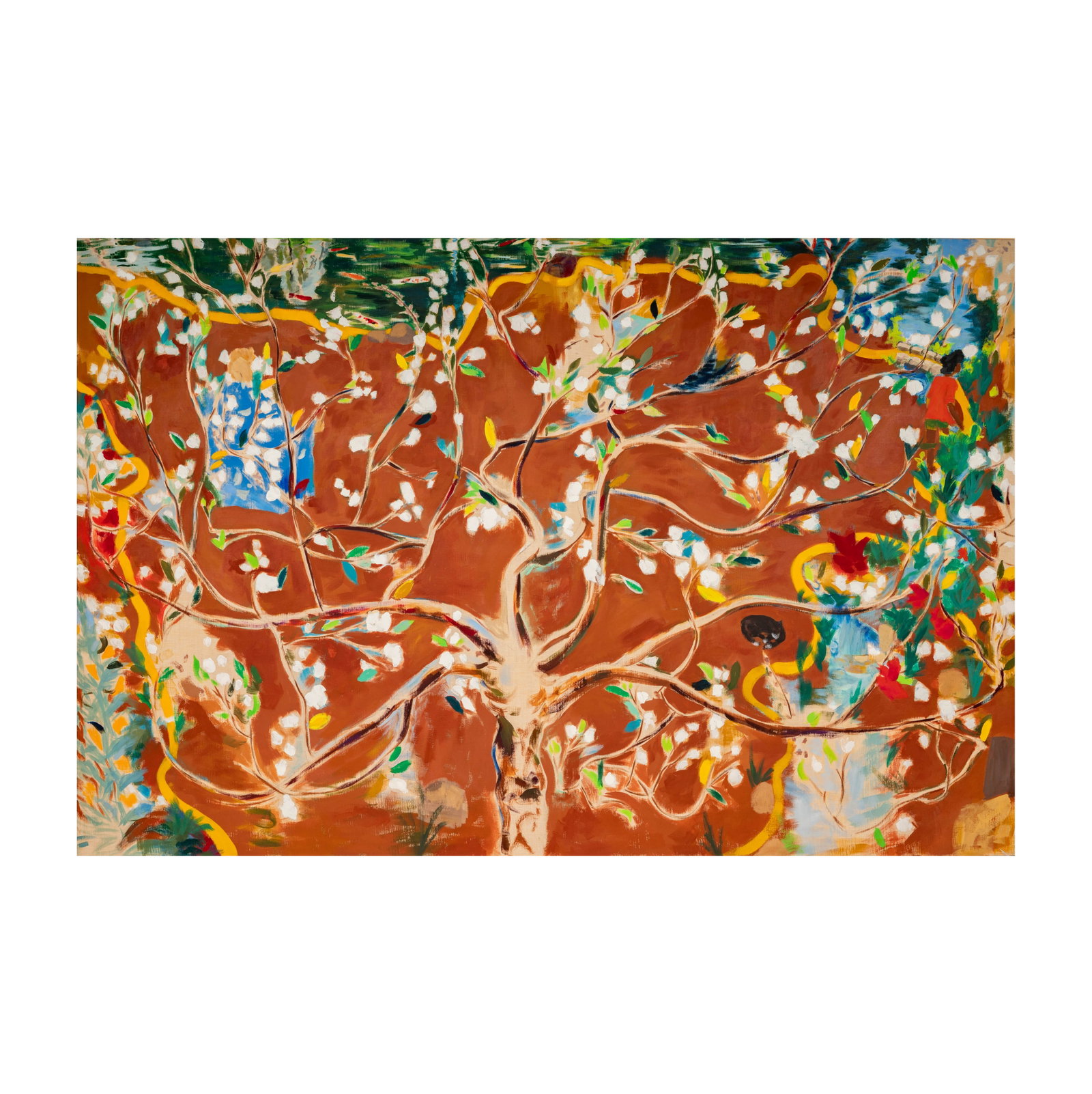 Rick Stitch (B. 1949): Flower Peach: Rick Stitch Santa Barbara B. 1949 Flower Peach tempera on linen laid to wood panel 1986 55 x 84 in. (139.7 x 213.4 cm.), Frame: 56 x 85 1/2 in. (142.2 x 217.2 cm.) Exhibited: Santa Barbara Museum of A