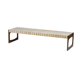 A Vintage Baker Travertine and Teak Bench