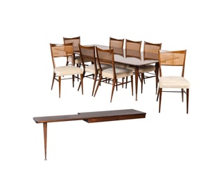 A Set of Paul McCobb Dining chairs with Associate Italian Dining Table and Sideboard