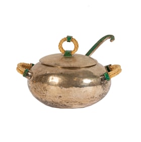 Emilia Castillo (B. 1958): Silverplate and Rope Tureen and Ladle