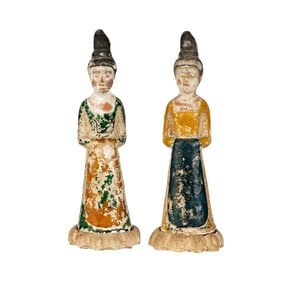 A Pair of Chinese Sancai Glazed Ladies of Court