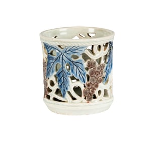 A Korean Copper and Blue Glazed Brush Pot