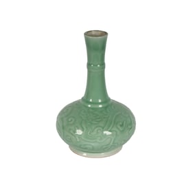 An Antique Chinese Celadon-Glazed Dragon Vase