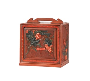 A Chinese Carved Red Lacquer Scholars Box
