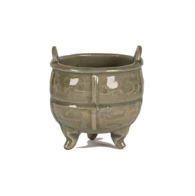 A Korean Molded Celadon Censer