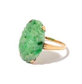 14 Karat Yellow Gold Jade Ring