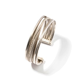 David Yurman Sterling and 14 Karat White Gold Diamond Cuff