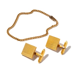 Yellow Gold Cufflinks and Bracelet