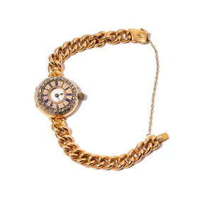 Yellow Gold Diamond and Enamel Watch