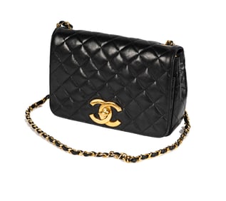 A Chanel Quilted Black Leather Bag