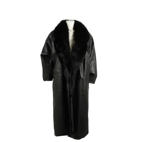 A Fur-Lined Black Leather Coat