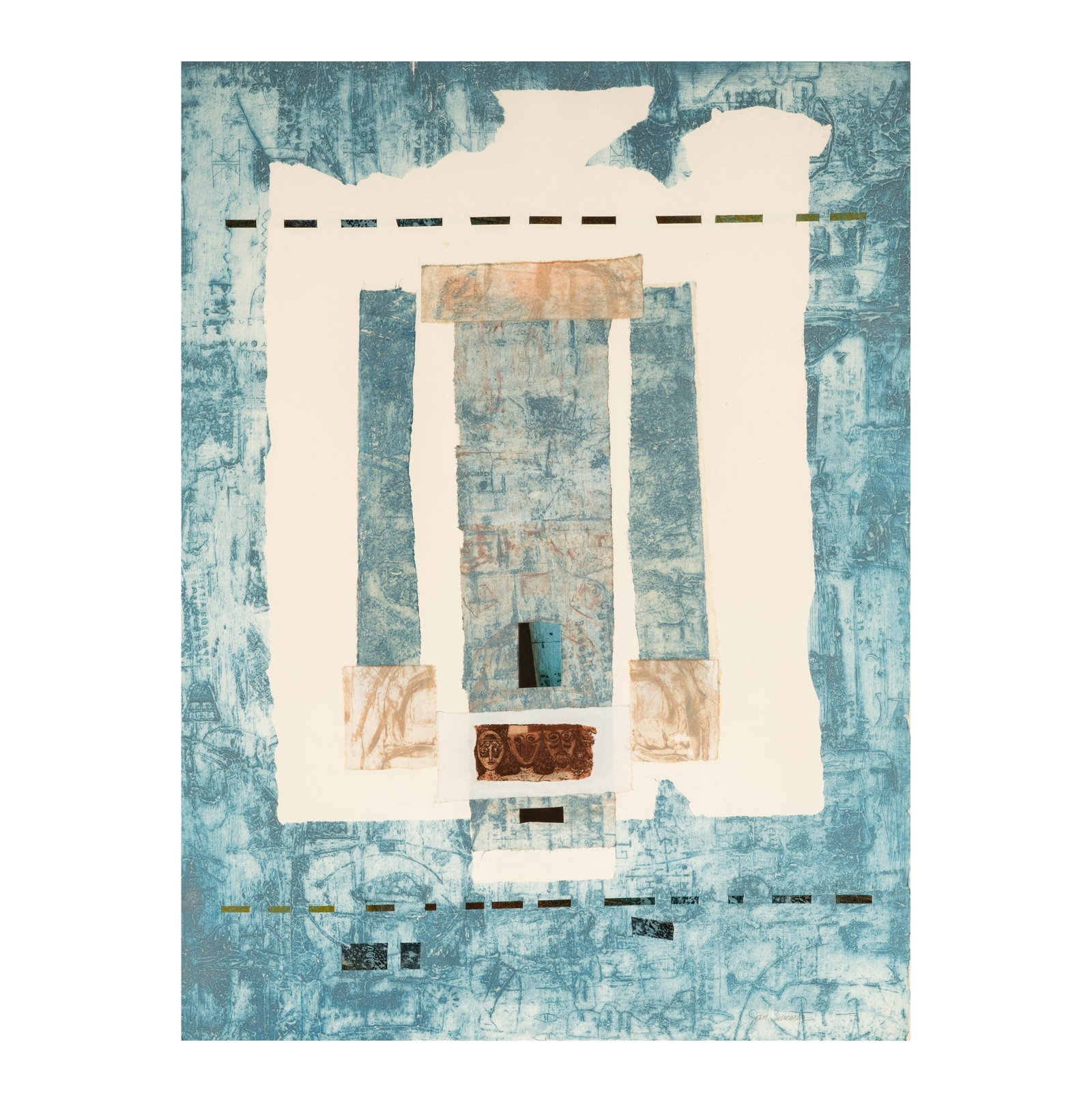 Jan Swearer, American 1930?2020, Untitled: Untitled mixed media with embossing and collage on paper signed in pencil lower right; Sheet: 30 x 22 in., Frame: 30 x 22 in. (76.2 x 55.9 cm.)