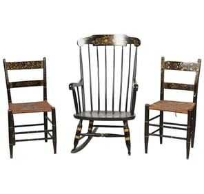 A Group of Three Hitchcock-Style Chairs