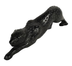 A Lalique Black Glass Zeila Panther Figure