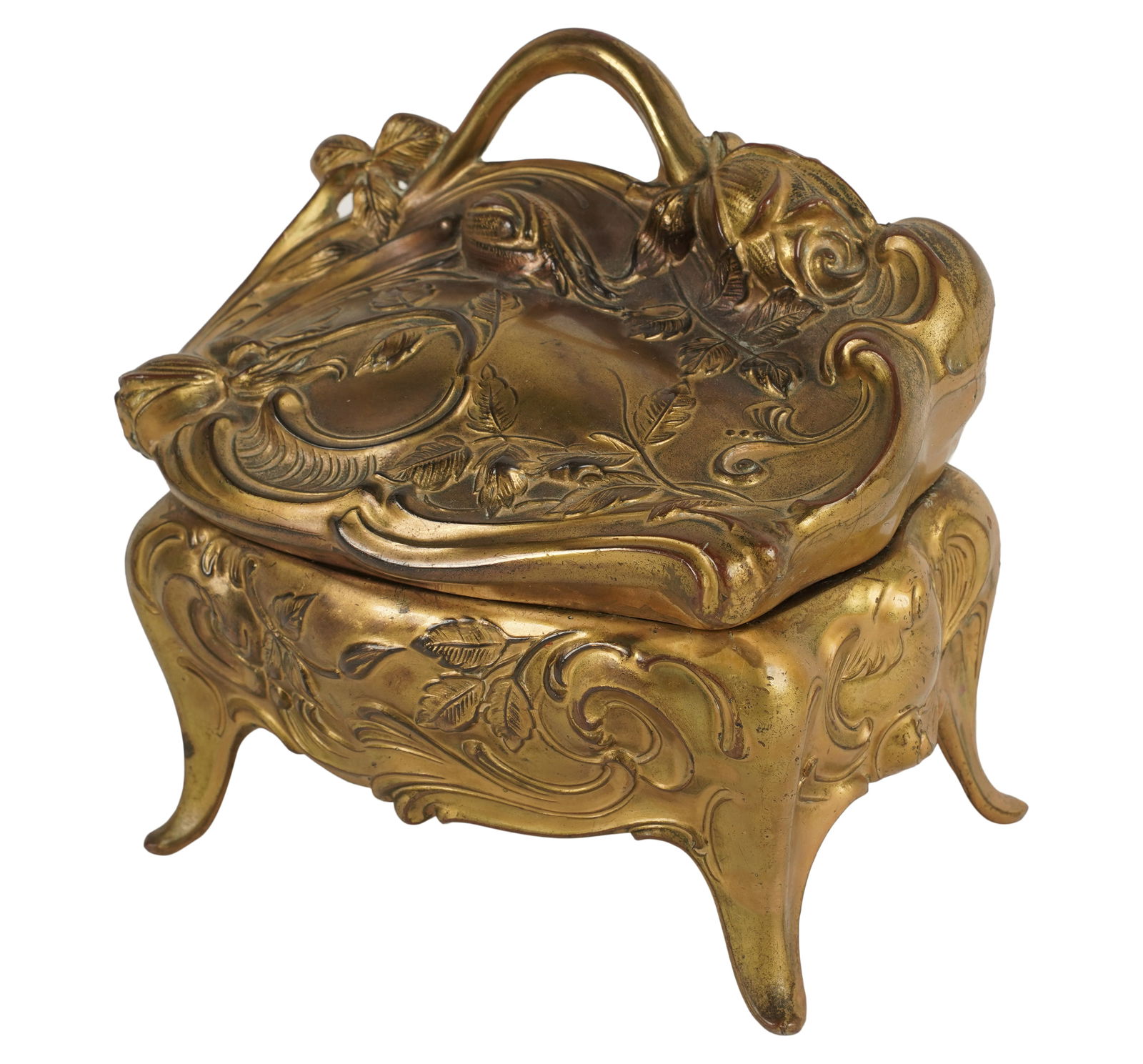 An Art Nouveau Gilt Metal Jewelry Box (1 of 9)