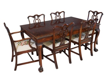 A Chippendale-Style Mahogany Dining Table and Six Chairs