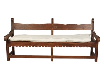 A Spanish Colonial-Style Carved Wood Bench