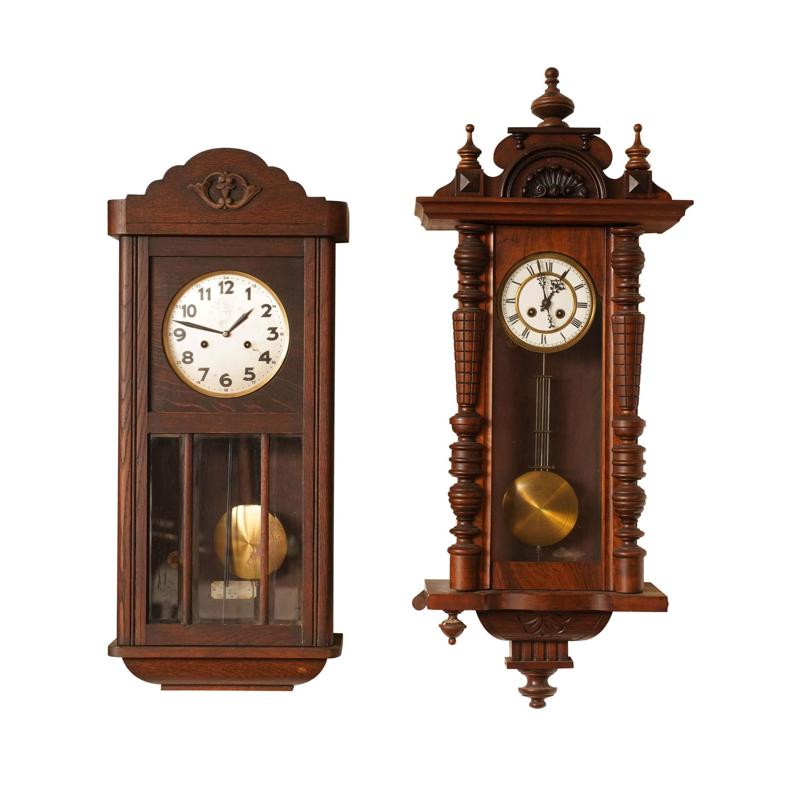 Two Antique Carved Wood Wall Clocks (1 of 17)