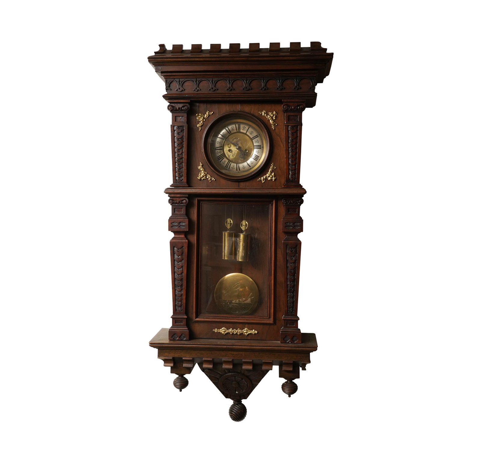 A Continental Carved Walnut Wall Clock (1 of 12)