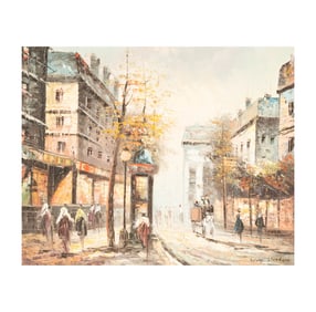 A Parisian Street Scene Inscribed "Antoine Blanchard"