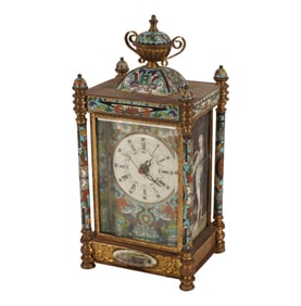 A Champleve Enamel Mantel Clock