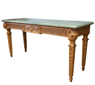An Italian Neoclassical-Style Marble-Top Giltwood Console Table