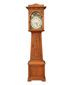 An Oak and Marquetry Tall Case Clock