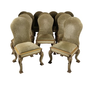 A Set of Twelve Italian Rocco-Style Painted Dining Chairs