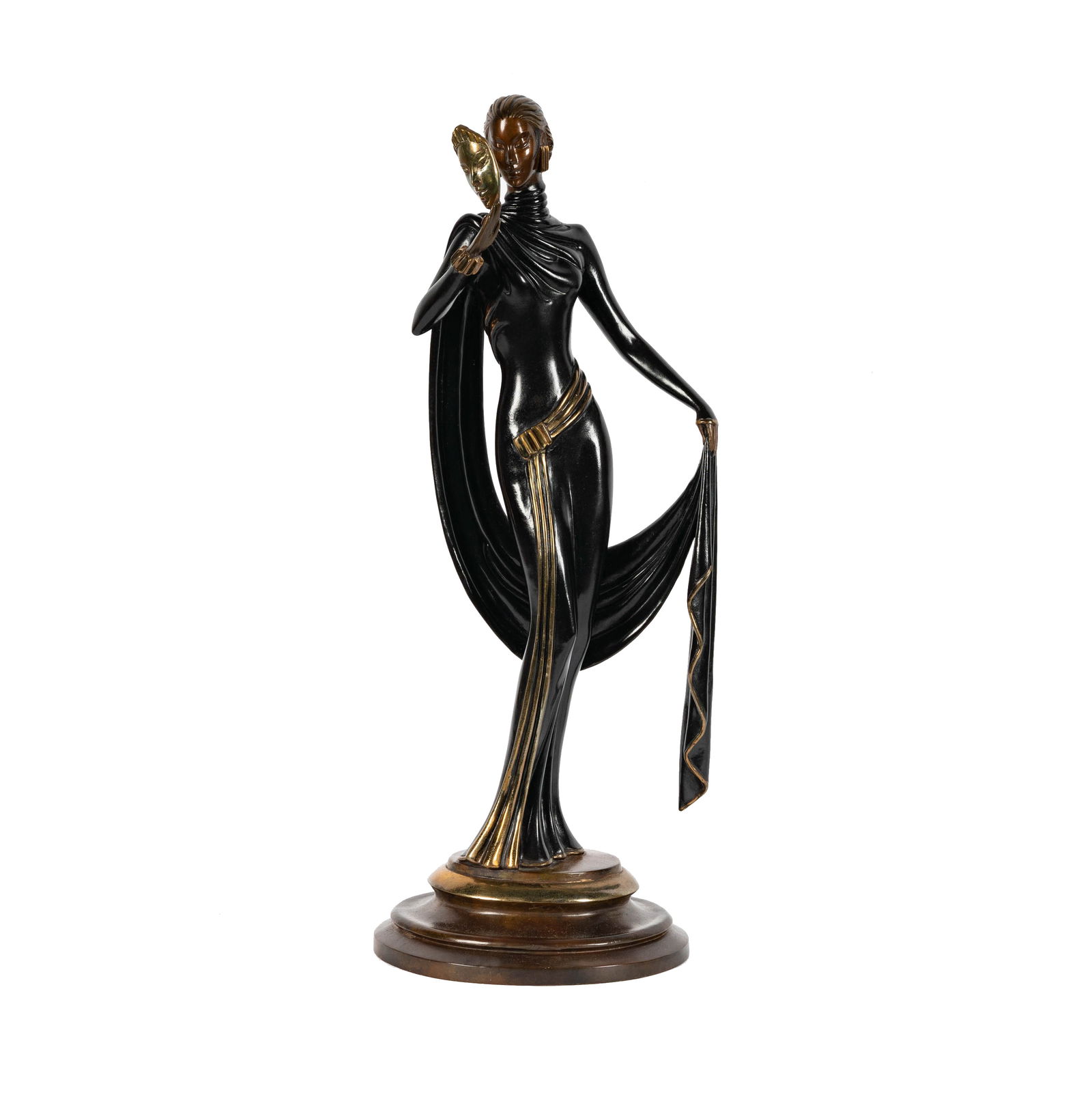 Erte (Romain De Tirtoff), Russian/ French 1892-1990, Le Masque: Erte (Romain De Tirtoff) Russian/ French 1892-1990 Le Masque bronze 1986; ed. 286/375 18 1/4 x 7 x 5 1/2 in. (46.4 x 17.8 x 14 cm.)