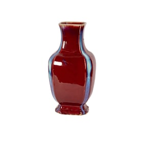 A Chinese Flambe Glazed Octagonal Vase