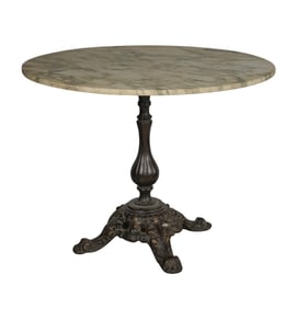 A French Marble-Top Iron Bistro Table