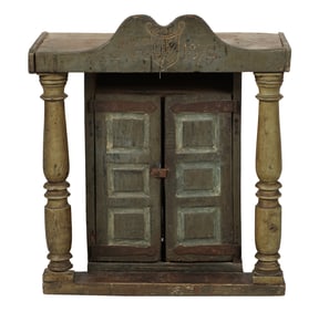 A Spanish Colonial Painted Wood Cabinet