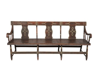 An American Pennsylvania-style Decorated Painted Bench