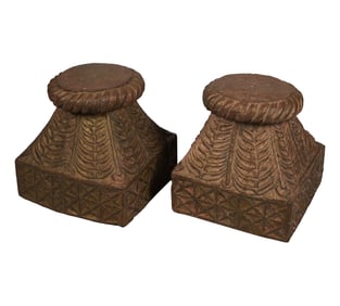 A Pair of Indian Copper-Clad Finials