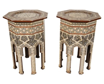A Pair of Moorish-Style Inlaid Octagonal Tables