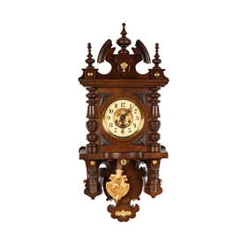 A German Black Forest Carved Wood Wall Clock