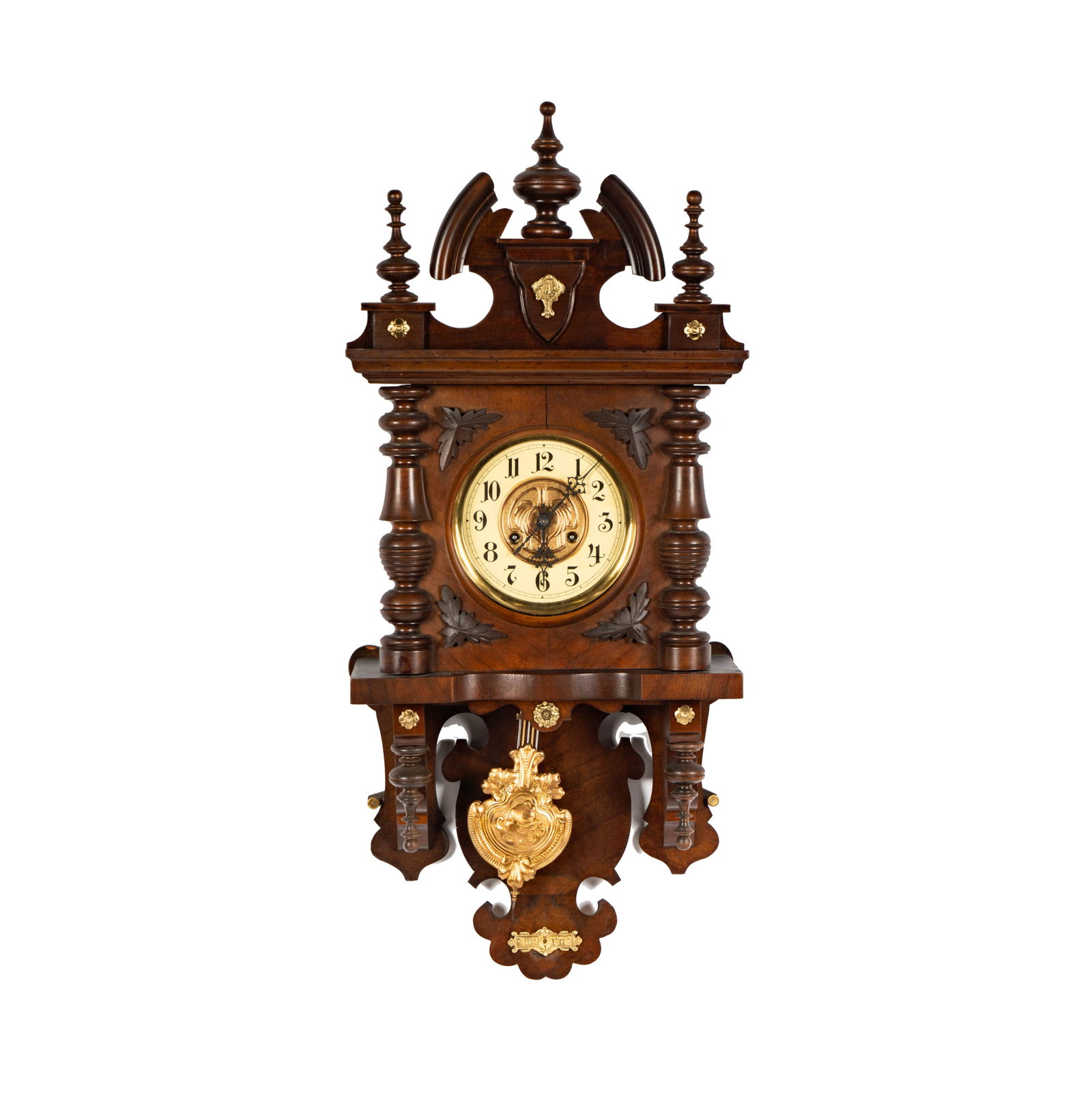 A German Black Forest Carved Wood Wall Clock (1 of 16)