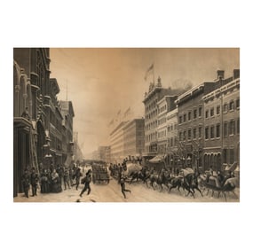 After Hippolyte-Victor Valentin Sebron: Winter Scene in Broadway, New York