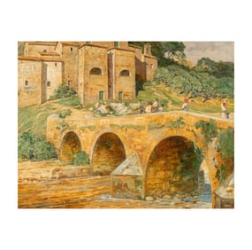 Carl Budtz-Moller, Danish 1882 - 1953, Canal and Bridge in Landscape