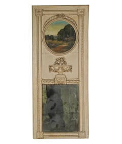A Painted Wood Trumeau Mirror