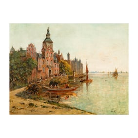 Gustave Mascart, French 1834-1914, Harbor Scene