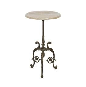 A Bronze Tripod Table with Round Onyx Top