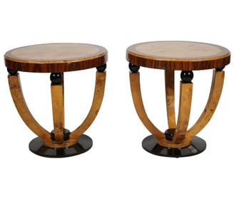 A Pair of Art Deco-Style Round End Tables