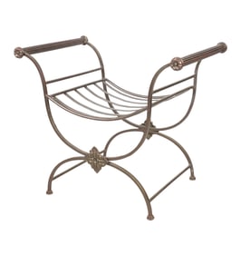 A Metal Curule-Form Stool